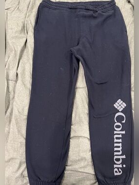 Columbia Navy Sweatpants with White Vertical Logo